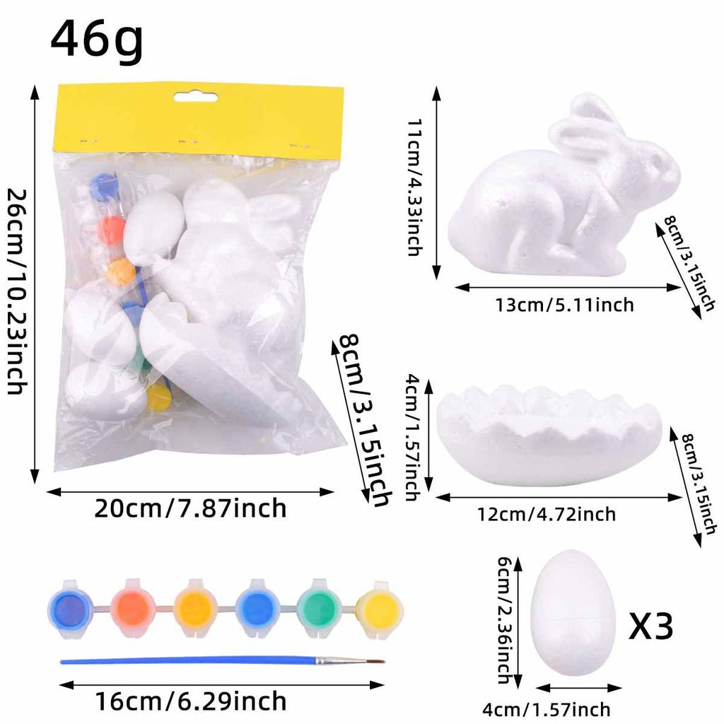 Набор для украшения пасхальных яиц Набор для рисования на Пасху с 6 цветами красок Кисть DIY Пенопластовое яйцо для ручной работы для Пасхи