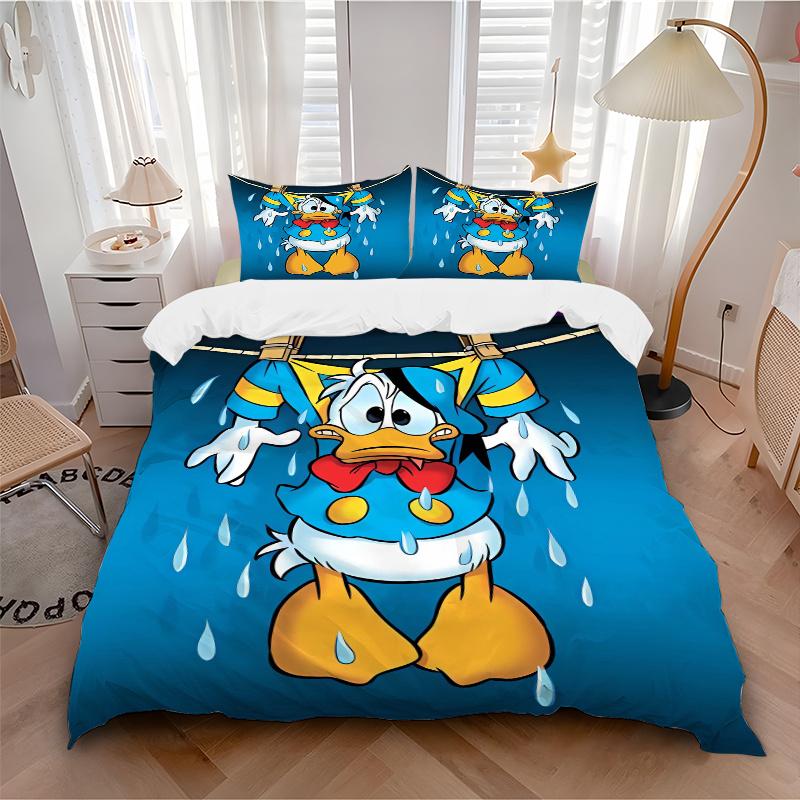 3pcs Dripping Donald Duck Bedding Set, 1 Soft Quilt Cover + 2 Pillowcases, Machine Washable, Suitable for All Seasons, Perfect Gift for Fami