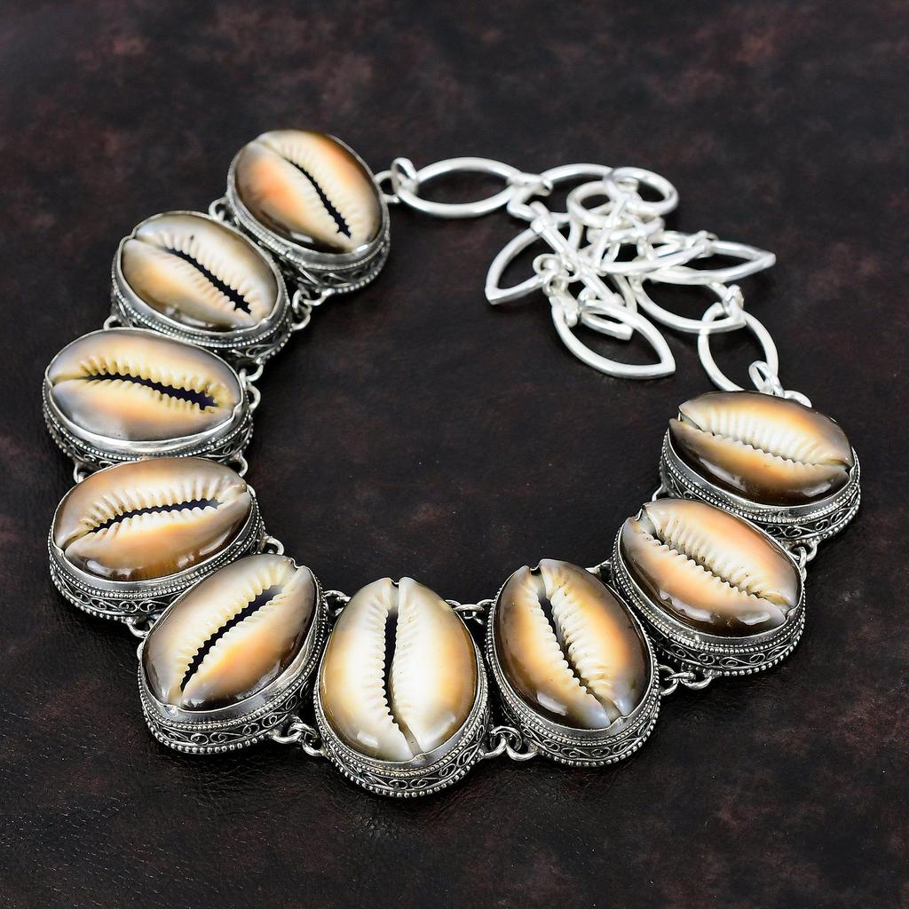 Ожерелье из ракушки каури, винтажное ожерелье ручной работы, ожерелье из стерлингового серебра 925 пробы, ювелирные изделия из натуральных драгоценных камней, регулируемая цепочка, ожерелье, подарок для нее