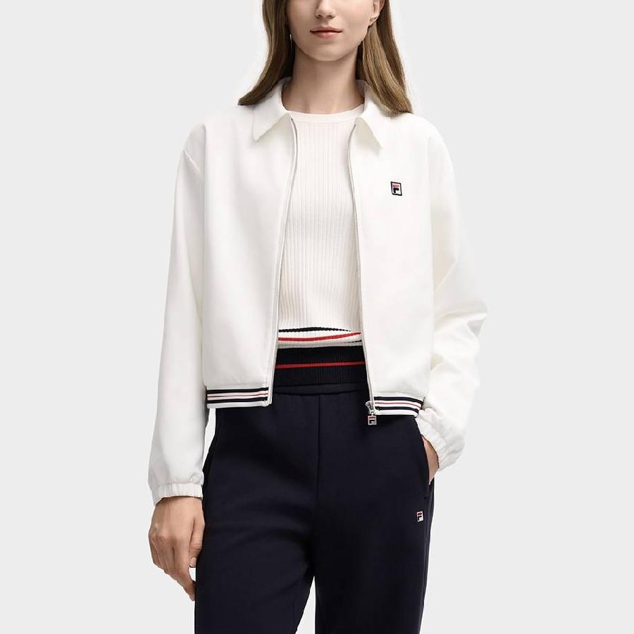 Fila Heritage Fw25 Логотип бренда Мода Повседневный Вязаный Поло с длинным рукавом Куртка Женские куртки F11W548709F-WT