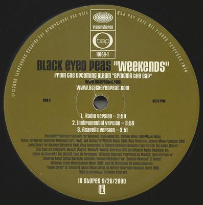 12-дюймовая пластинка BLACK EYED PEAS - Weekends/ Bep Empire INTR101691 Interscope Reco 2000 US Рэп и хип-хоп/R&B Б/У