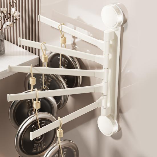 Towel Rack with Extended Pole 180-Degree Rotation Suction Cup Design Quick Installation Multi-Purpose Holder Wall Mounted Towel Hanger