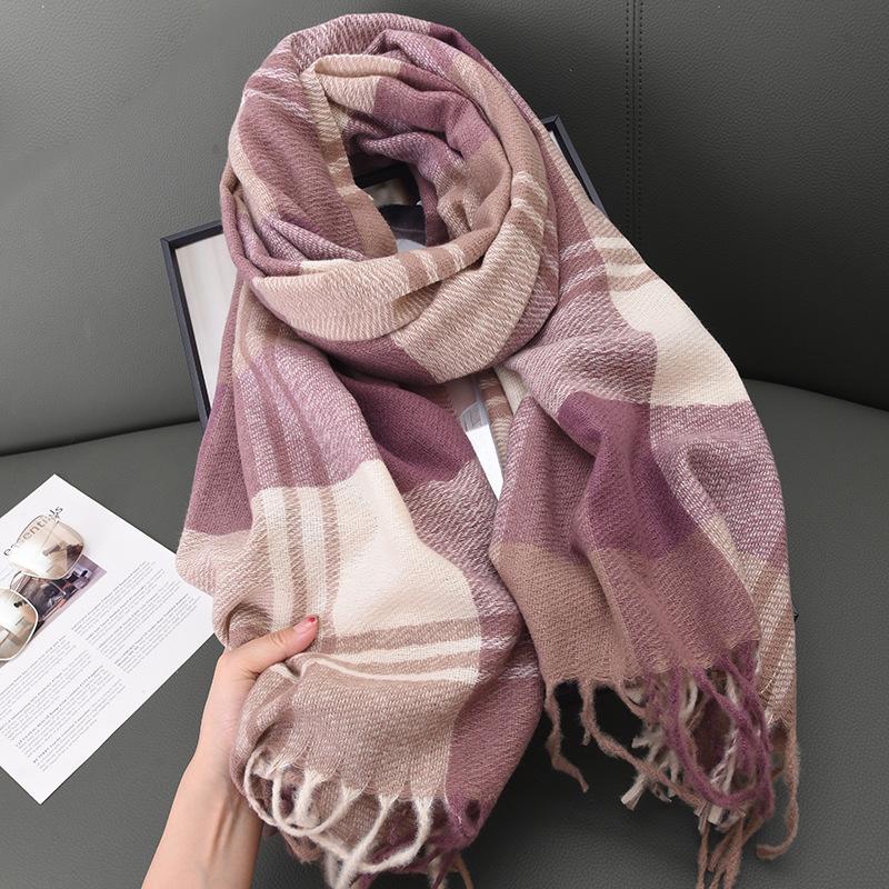 Winter Luxury Classic England Style Women Scarf Fashion Stripe Plaid Scarves Tassel Shawls Pashmina Lady Wrap Hijab