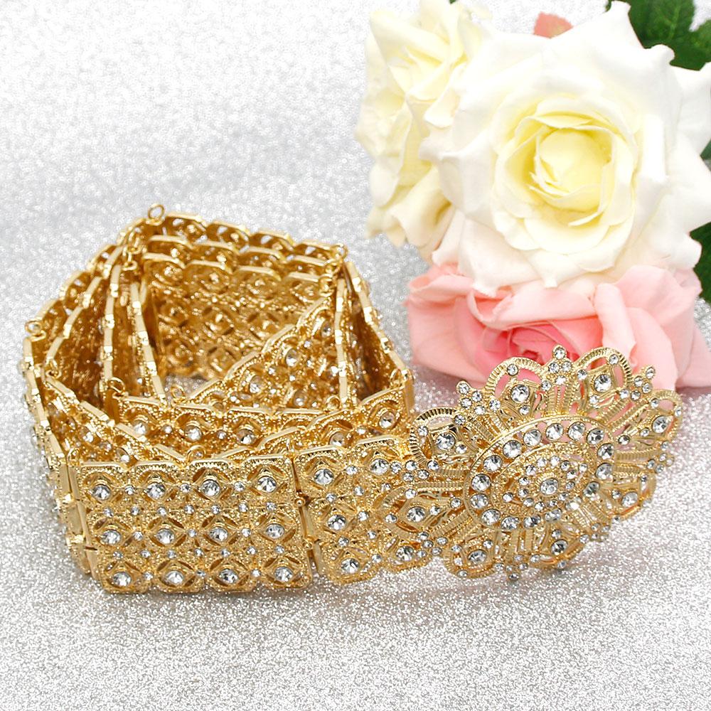 Женский пояс золотого цвета, металлическая поясная цепочка со стразами, свадебные украшения с цветком