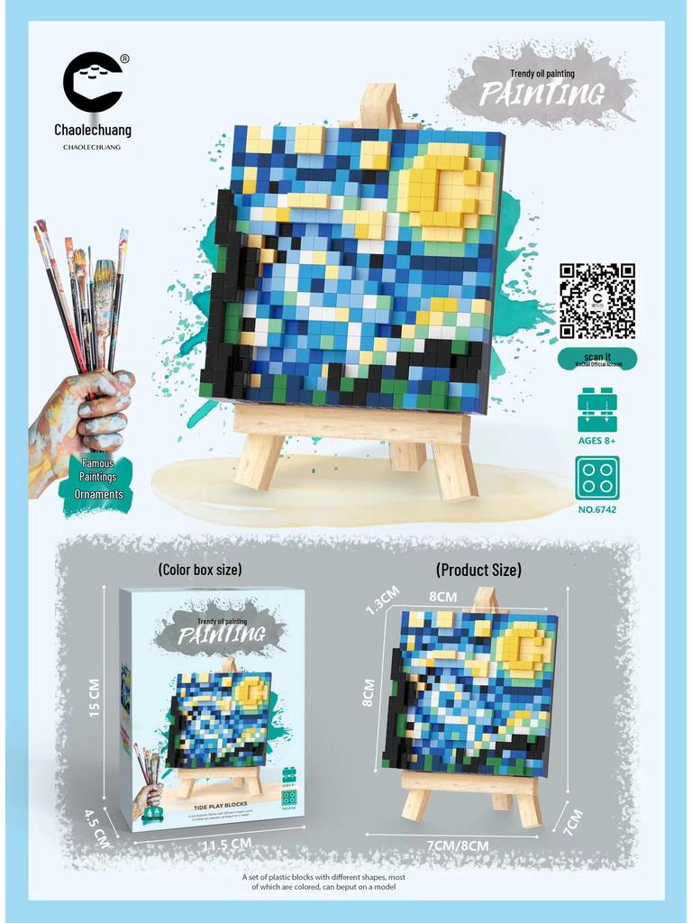 Chaolechuang Micro-Particle Interlocking Building Block Toys: Oil Painting Easel Series, Models 6736-6742