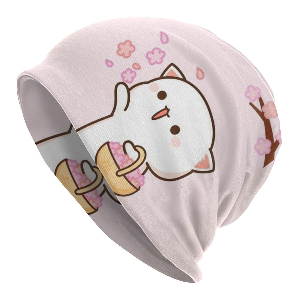 Женская шапка-бини с напуском персикового цвета на заказ, унисекс, милые моти, кот, хиппи, вязаные шапочки Skullies, шапка для уличных лыж