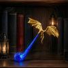 Готический Домашний Декор, Уголок для Книжной Полки с Драконом, Свет, 3D Печатная Фантастическая Полка с Огнедышащим Драконом, Основание со Статуей Пламени, Летающая Фигурка, Хэллоуинский Настольный Декор