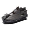 Summer Handmade Leather Genuine Retro Women Shoes Soft Flat Shoes Hollow Casual Women Sandals