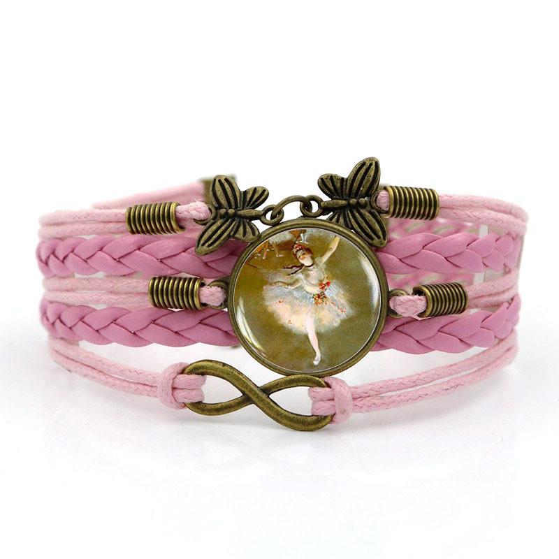 Элегантный браслет с драгоценными камнями времени с узором балерины для женщин, винтажные плетеные украшения с символом бабочки и бесконечности