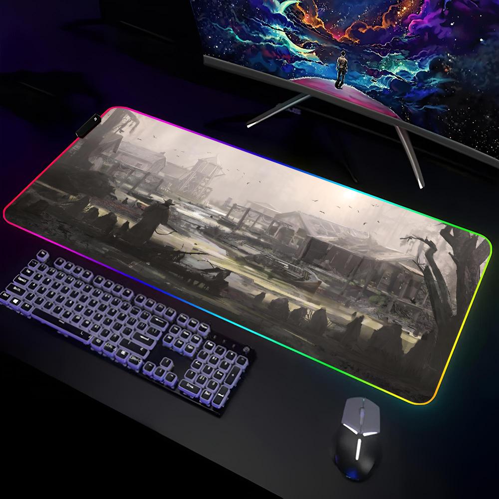 H-Hunt-Showdown Игровой Коврик для Мыши Игровой RGB Коврик для Стола Коврик для Клавиатуры Игровые Ноутбуки Светодиодный Коврик для Мыши Защита Стола Аниме Коврики для Мыши