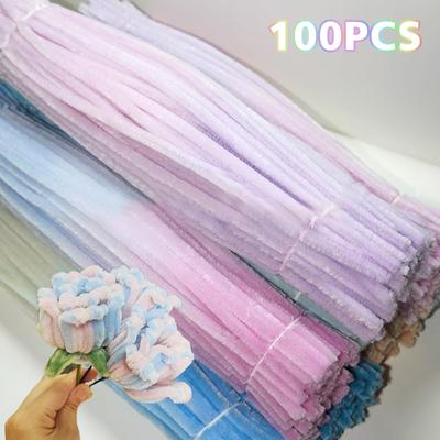 100 шт. DIY красочная витая палочка плюшевая складная палочка градиентная витая палочка лента полоска железная проволока нить DIY игрушки ручной работы