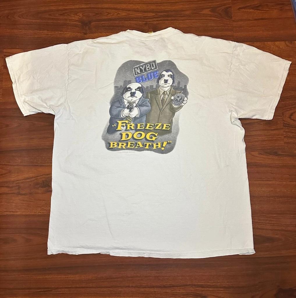 Big Dogs VTG 1997 NYBD White T Shirt Size 2XL Freeze Dog Breath Made In USA