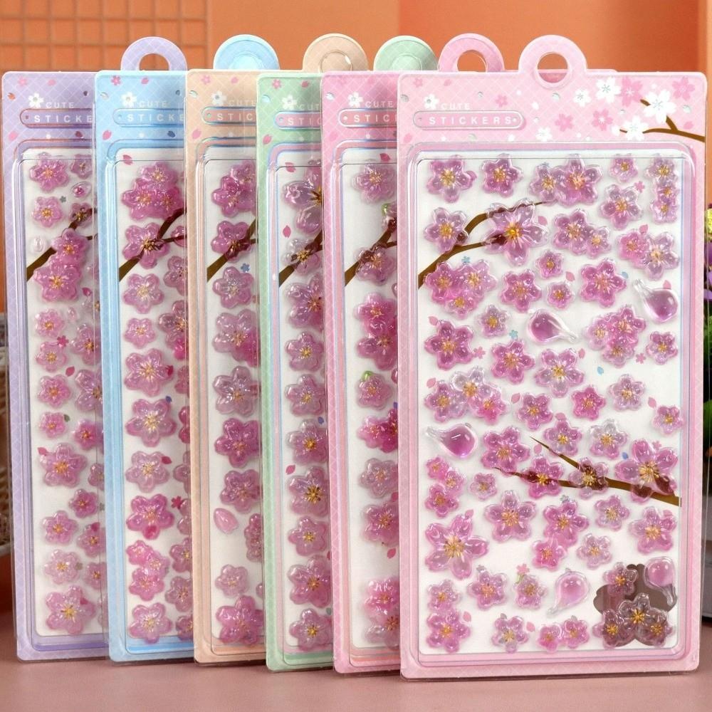 Solid Crystal Cherry Blossom Petal Stickers Decals Toy Drop 3D Relief Stickers Scrapbooking