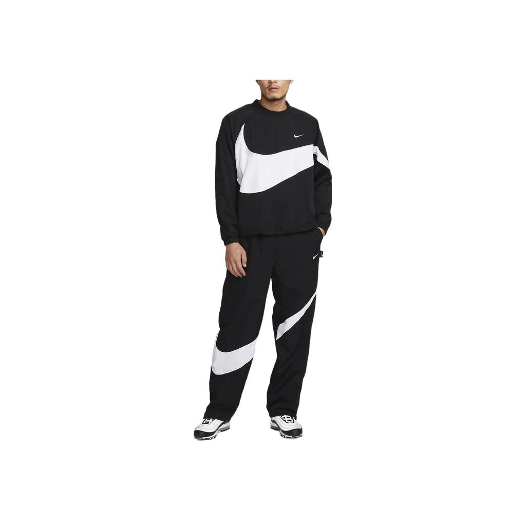 Nike Мужская тканая куртка Nike Swoosh Черно-белая DX0661-010