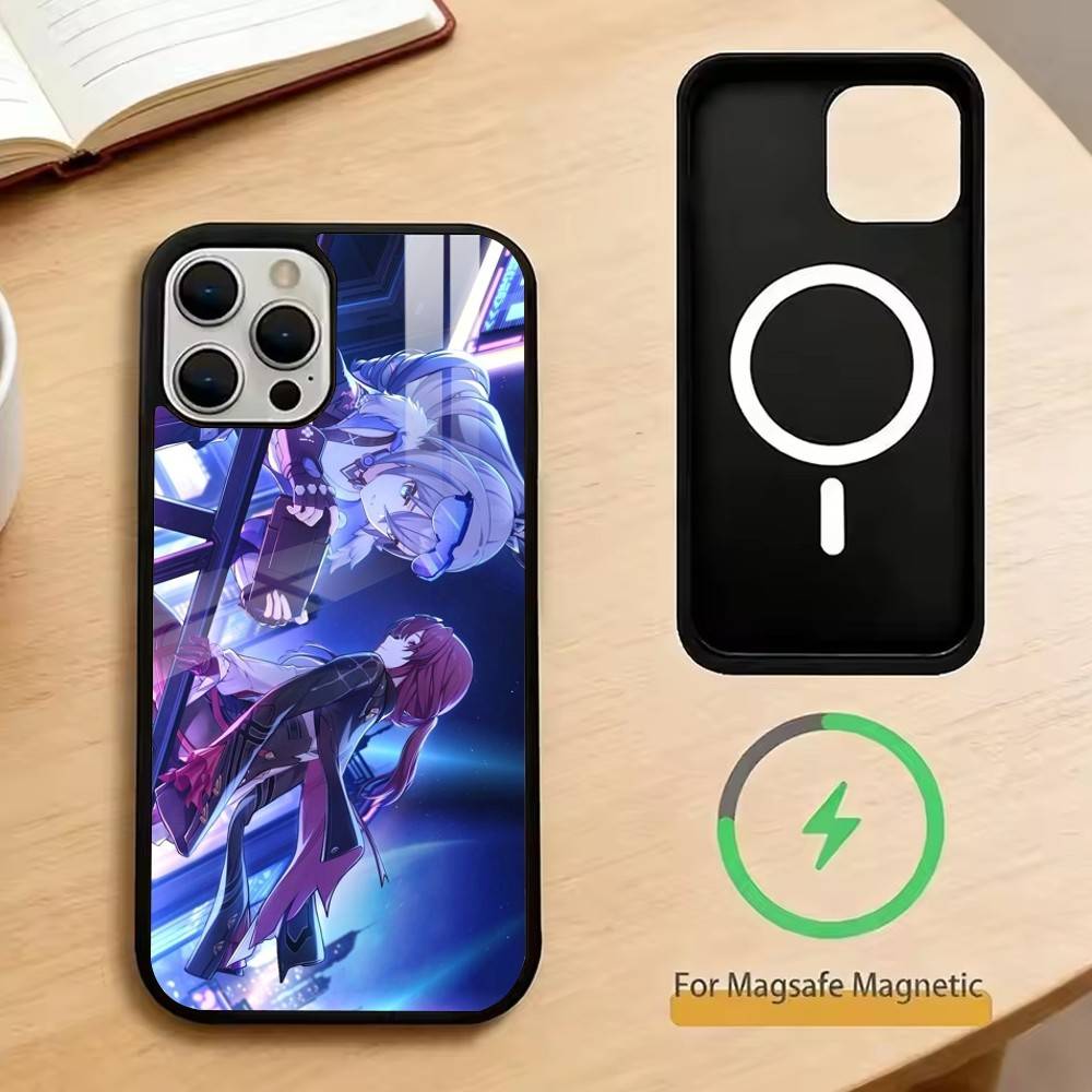 Honkai Star Rail Чехол для телефона Для iPhone17,16,15,14,13,12,11 Plus,Pro Магнитный Для Magsafe Беспроводная зарядка