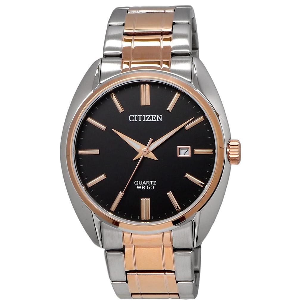 Citizen Часы Citizen из нержавеющей стали, металлический комбинированный ремень, серебро, розовое золото, черный, мужские, двухцветные BI5104-57E [предмет]
