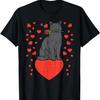 Черный кот кусает розы сердца День святого Валентина животное питомец подарок футболка