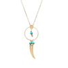 [R4457] - Designer Steel Necklace 'Boho' Turquoise Gold - 50x20 Mm