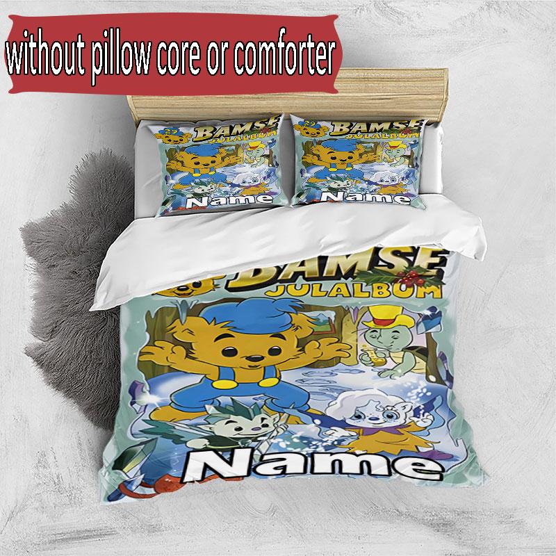 3pcs Duvet Cover Set (1*Duvet Cover + 2*Pillowcase, Without Core), Custom Name Bamse Pattern Bedding Set, Home Bedroom Decor Gift