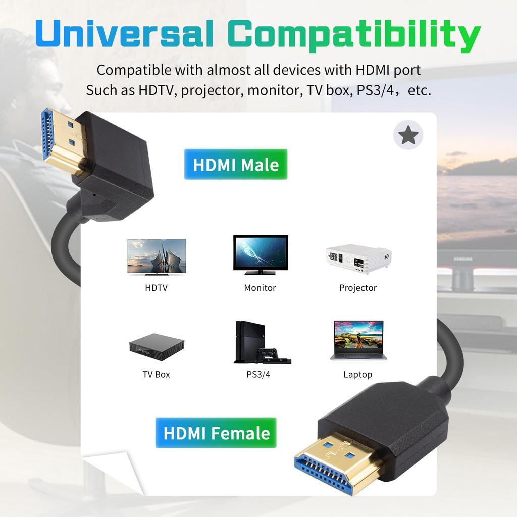 Кабель HDMI Duttek 8K, короткий, 90 градусов, HDMI-конвертер «папа-папа», угловой, высокоскоростной, HDMI-адаптер, соединительный кабель, совместимый с Xbox Series