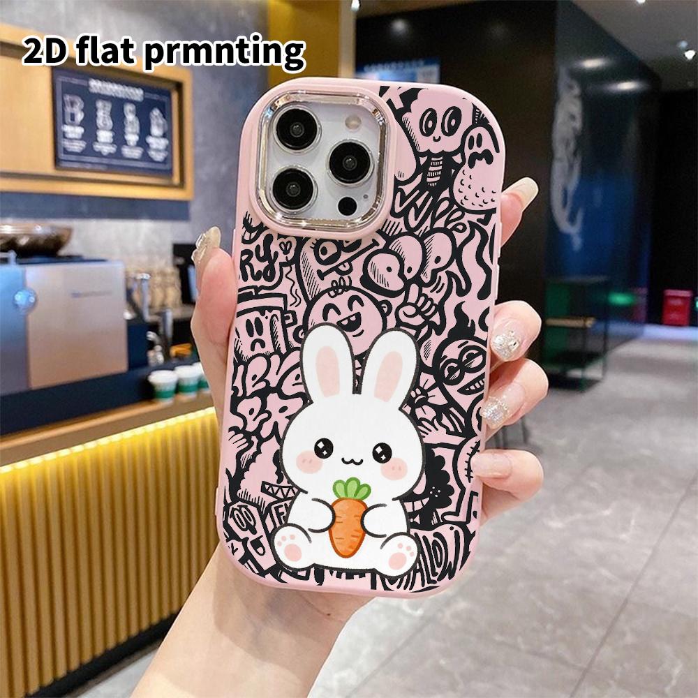 Phone Case: 2D flat design suitable for iPhone 18 17 16 15 14 13 Pro, couple style, little white rabbit, Christmas and Halloween gifts