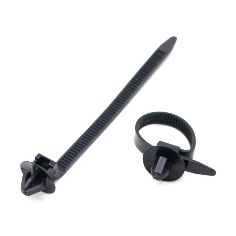 11/111PCS Car Nylon Black Cable Ties Push Mount Wire Harness Fastener Cable Clamp Clips Ties Management Car Wire Organizers
