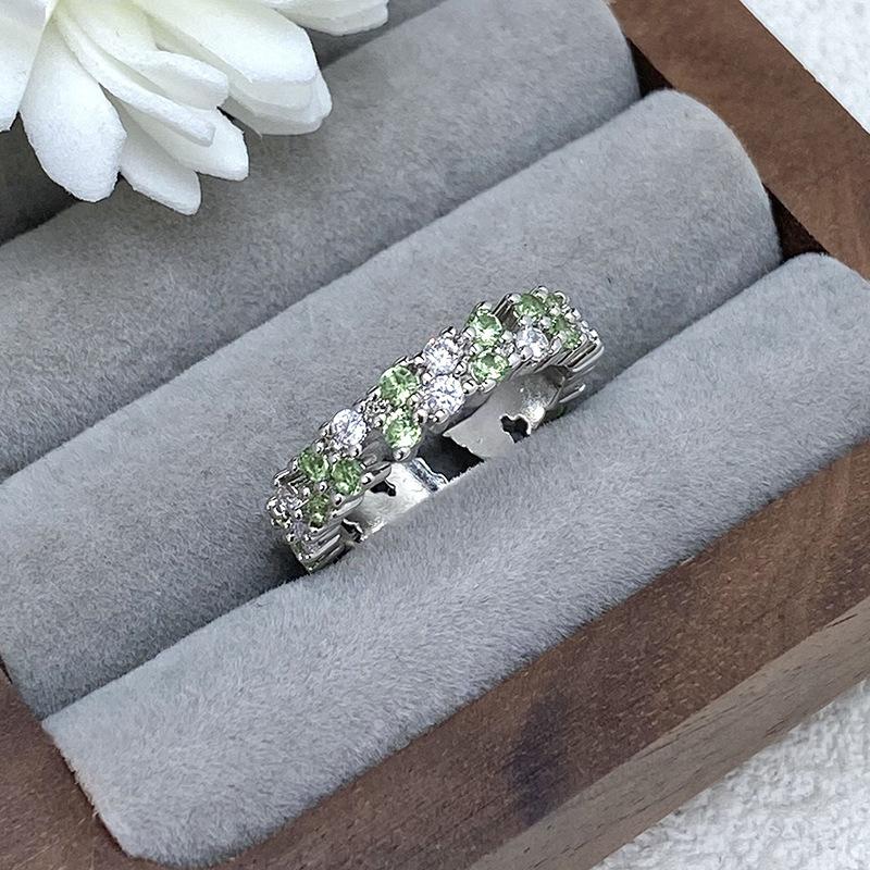 [Сломанный бриллиант Галактика] Цветной микро-инкрустированный циркон Высококлассное открытое кольцо Ряд бриллиантов Нишевый цветной сокровище Изысканное кольцо Женщина