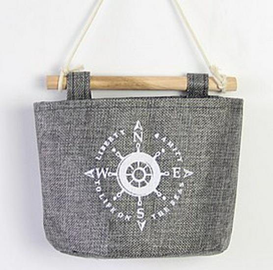 Gray Burlap Wall Hanging Storage Pocket Set - 4 Pieces for Miscellaneous Items (0468)