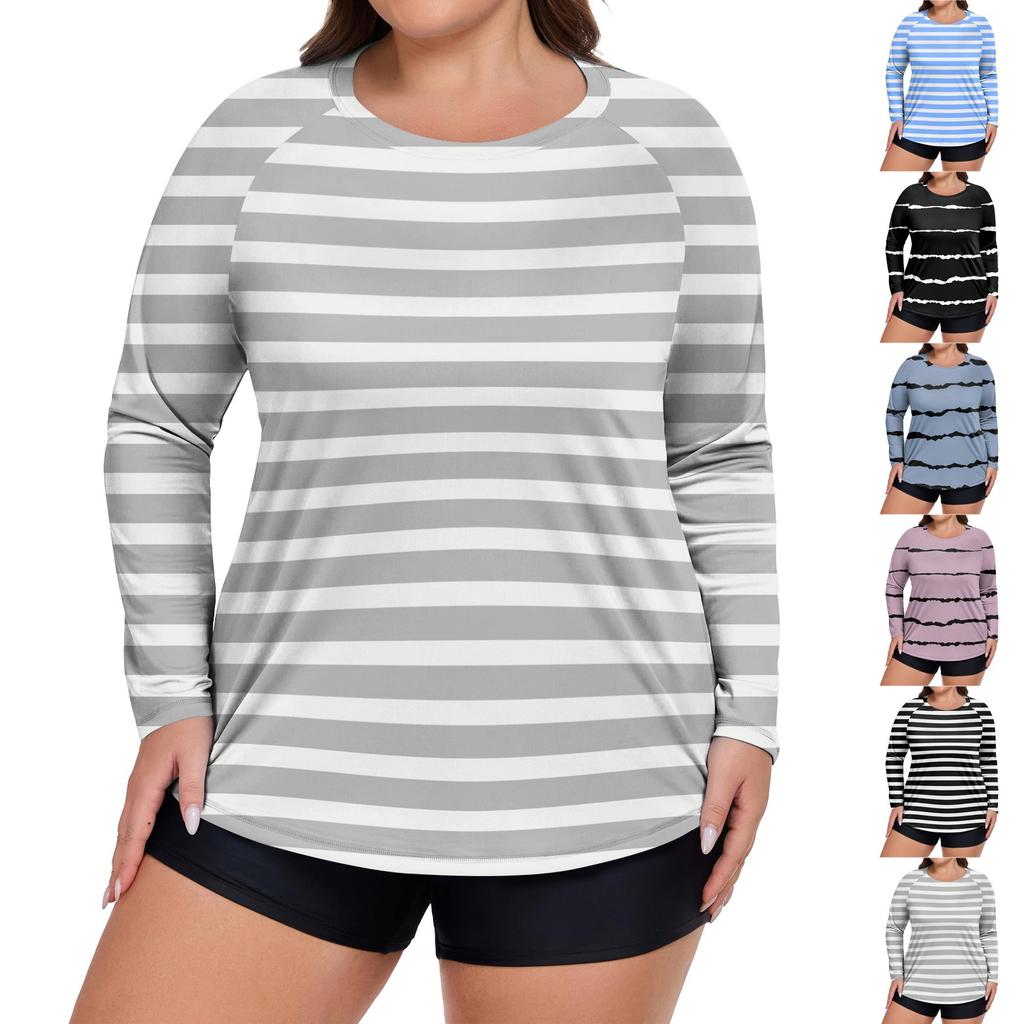 Women's Print Large Size Long Sleeve Swimsuit Sun Jacket Quick Dry Hiking Top