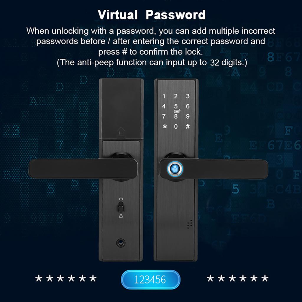 WiFi Touch Screen Fingerprint Password IC Card Smart Door Lock with Mechanical Key for Tuya