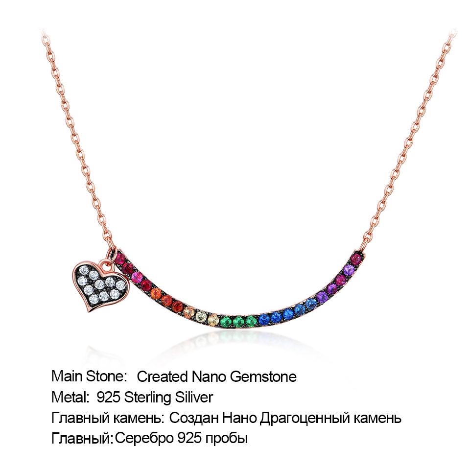 Umcho Красочное Радужное Сердце 925 Цепочка Ожерелье Подарочные Ювелирные Изделия