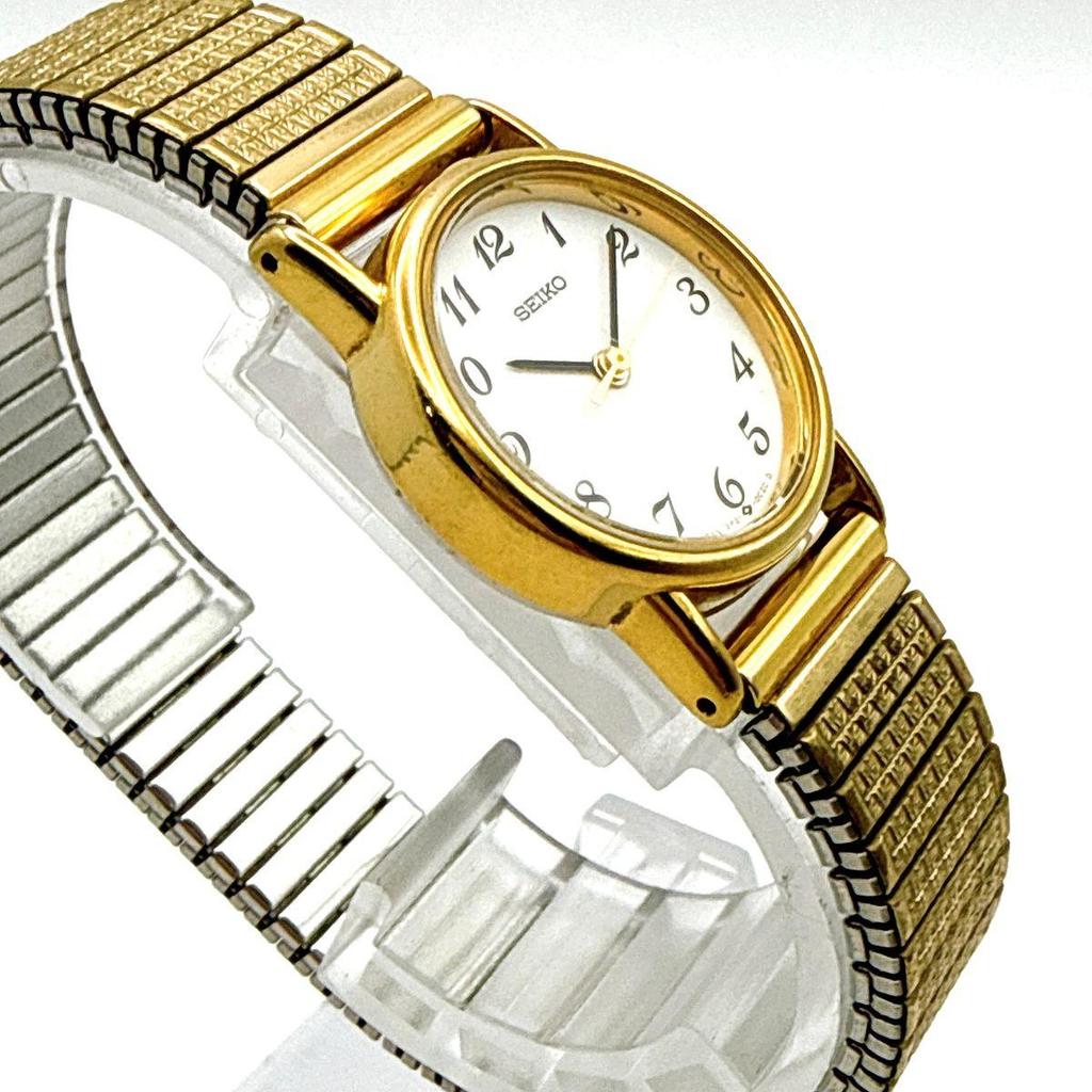 Б/У C143 [Винтаж, Батарея заменена] SEIKO Золотистый Цвет Круглый Корпус Цифры Бреге Женские Часы