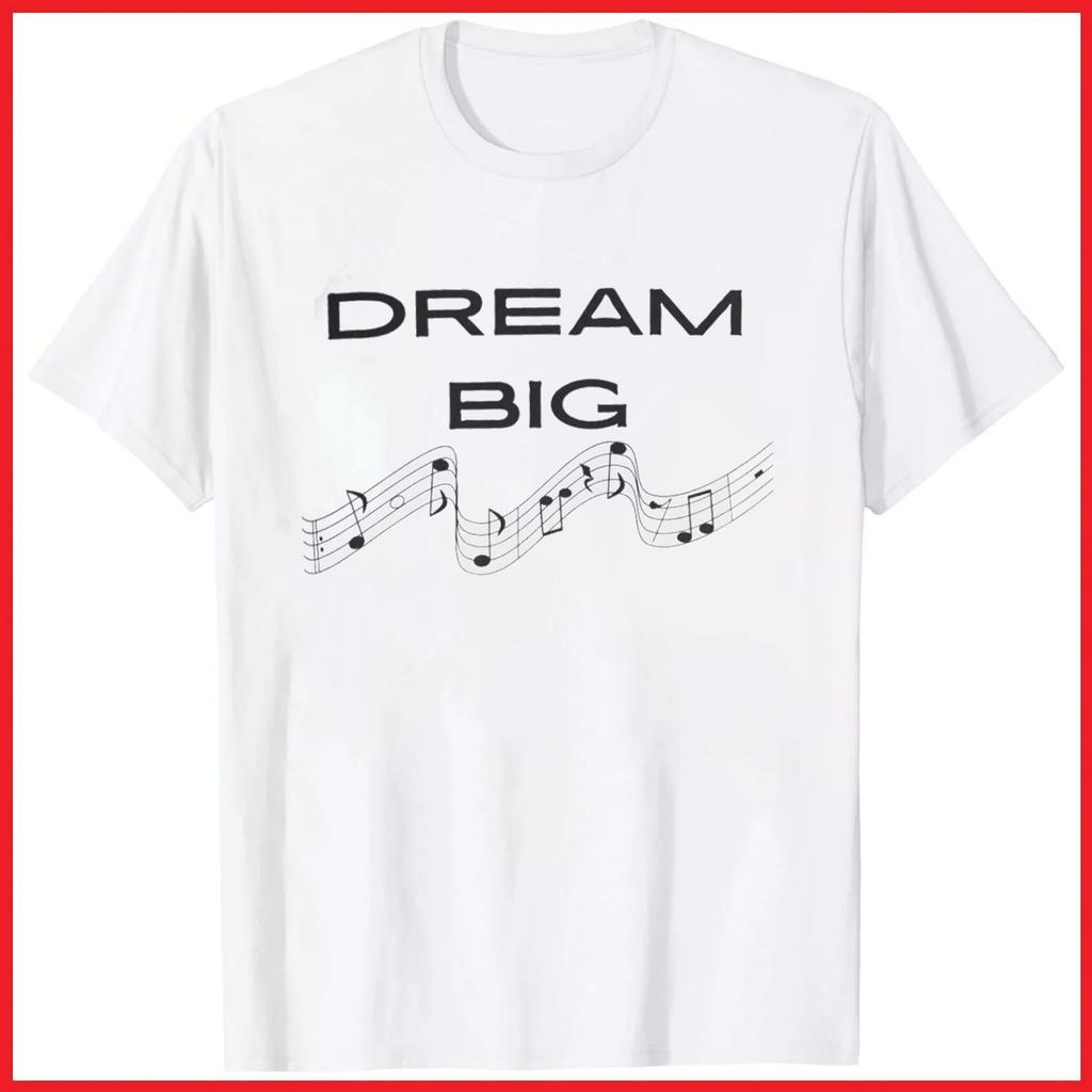 Dream Big Inspirational Quote White Cotton T-Shirt S-5XL