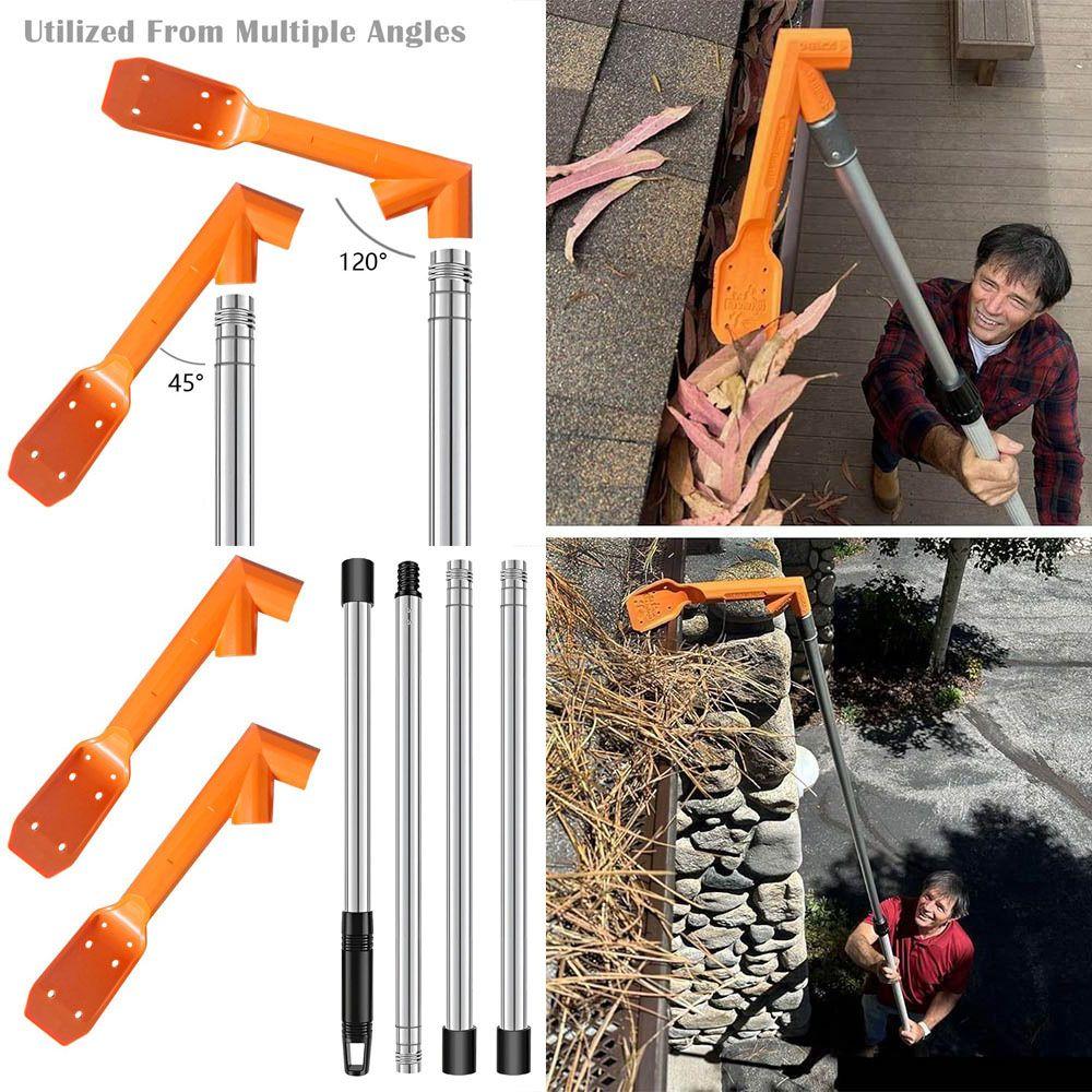 Ergonomic Gutter Cleaning Tool Long Handle Roofing Leaf Shove for Home Residence