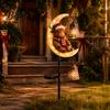Christmas Seasonal Landscaping Decor Highland Cow Moon Solar Garden Light, Metal Powered Porch Lighting Stake Outdoor Yard Lawn Path Decoration