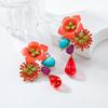 Vintage Resin Flower Earrings Beads Women Earrings Water Droplet Long Earrings  Daily Wear