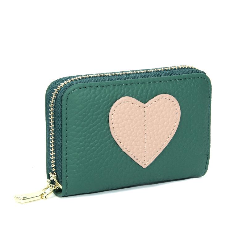 Top Grain Cowhide Heart Wallet with Multi-Card Slots and Large Capacity - Genuine Leather Accordion Card Holder