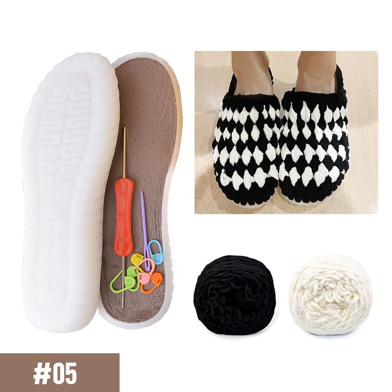 Зимние домашние тапочки своими руками крючки подошвы крючки мягкая нижняя подошва + вязание шерстяные полосатые тапочки своими руками ручная работа материал для обуви
