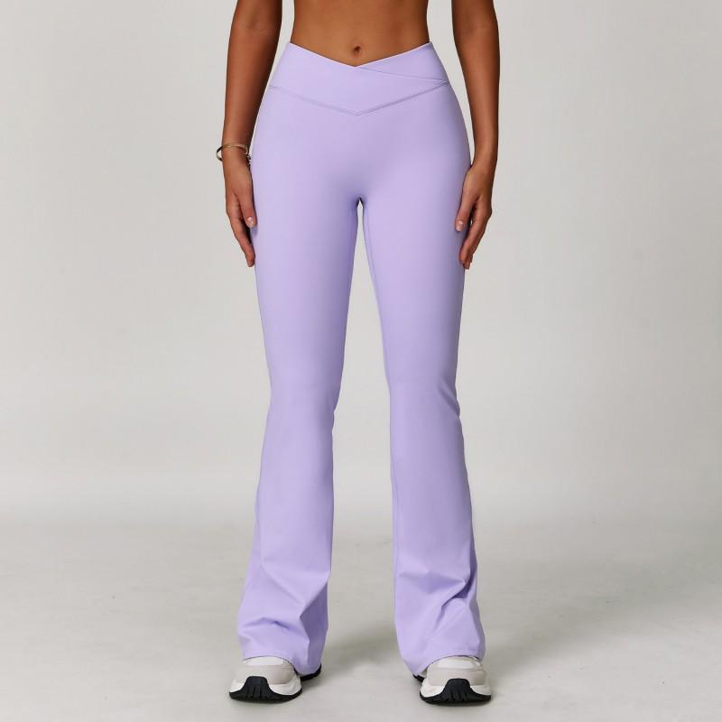 High-Waisted Cross-Back Yoga Leggings Women Stretchy Fitness Running Pants Flared Style Fall