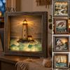Декоративная Рамка для Фотографий Картина из Морского Стекла с LED Подсветкой, Набор для Творчества Мозаика Сделай Сам, Настольное Украшение для Офиса, Набор в Морской Теме для Дома