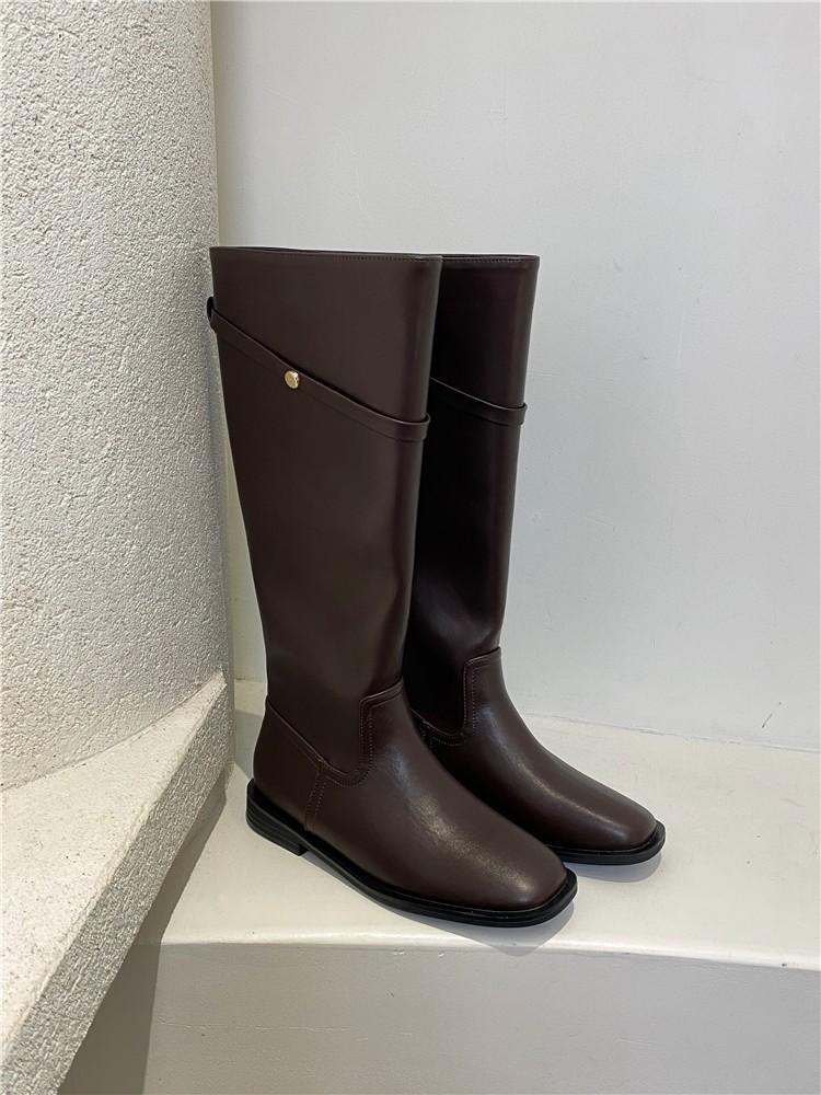 Южная Корея Тондэмун высокие сапоги женские сапоги осень и зима новые большие окружности трубы ретро маленькие золотые пряжки колено рыцарские сапоги