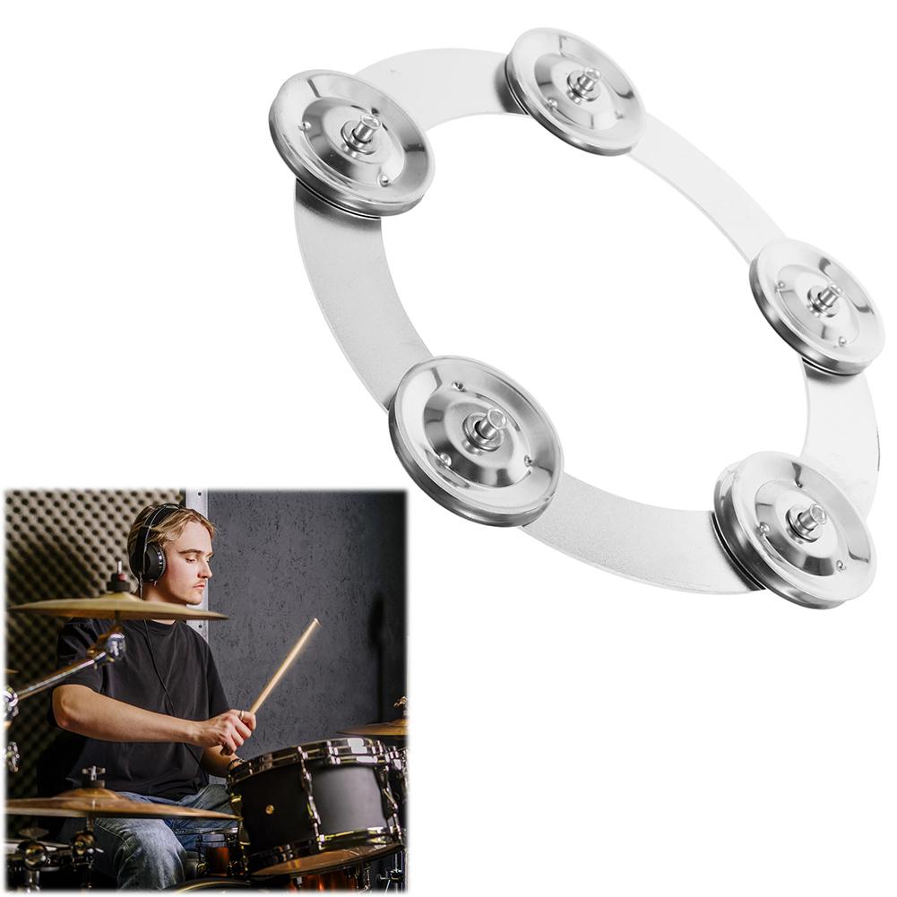 6 Pcs Drum Hi Hat Tambourine Steel Bells Mountable Drum Cymbals Stainless Steel Drum Ring For Drum Percussion Accessories Set
