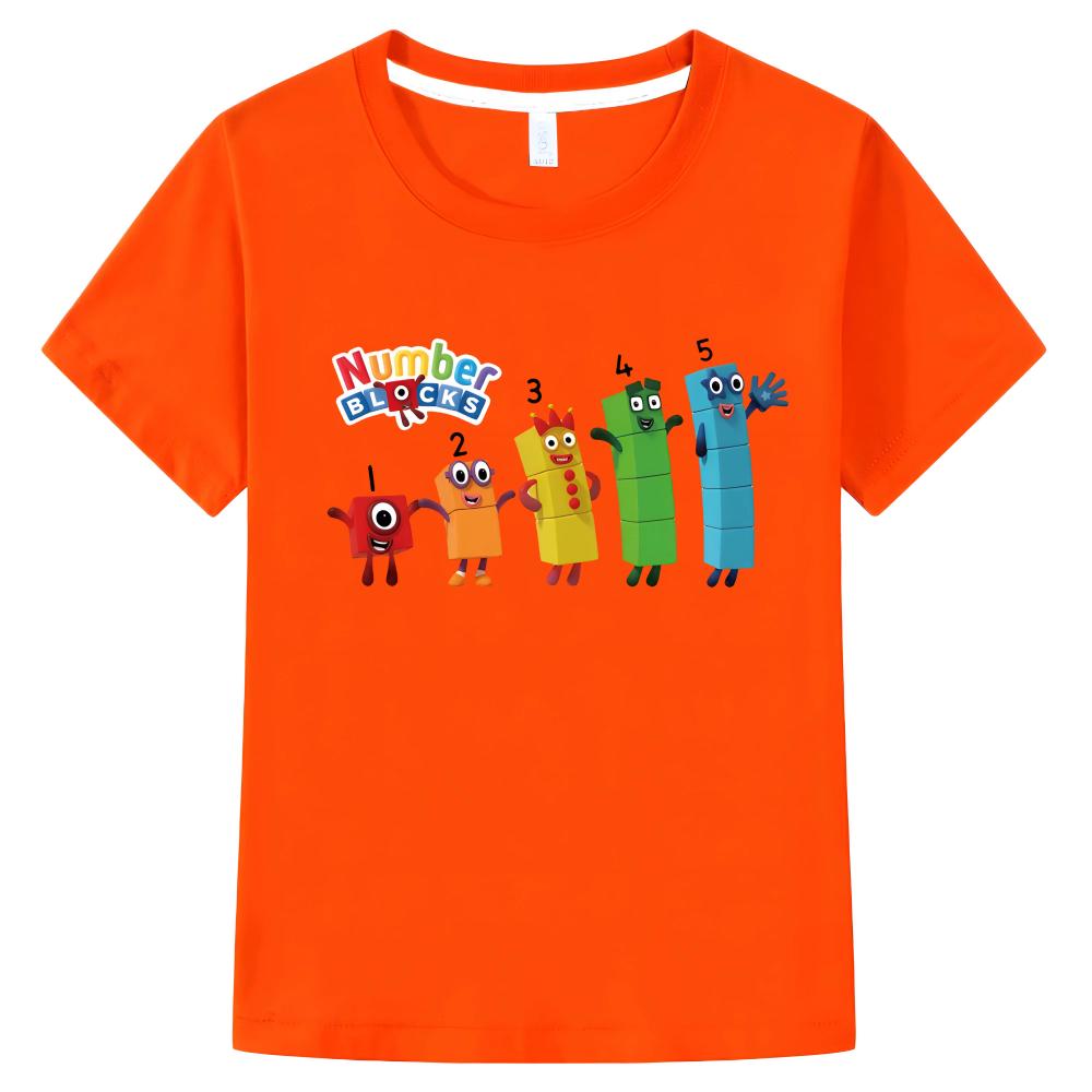 T Print For Shirt Numberblocks Kids Boy 10 Years One Piece Cartoon Tshirt Summer Cotton Short Tops Kawaii Y2k Kids Clothes Girl