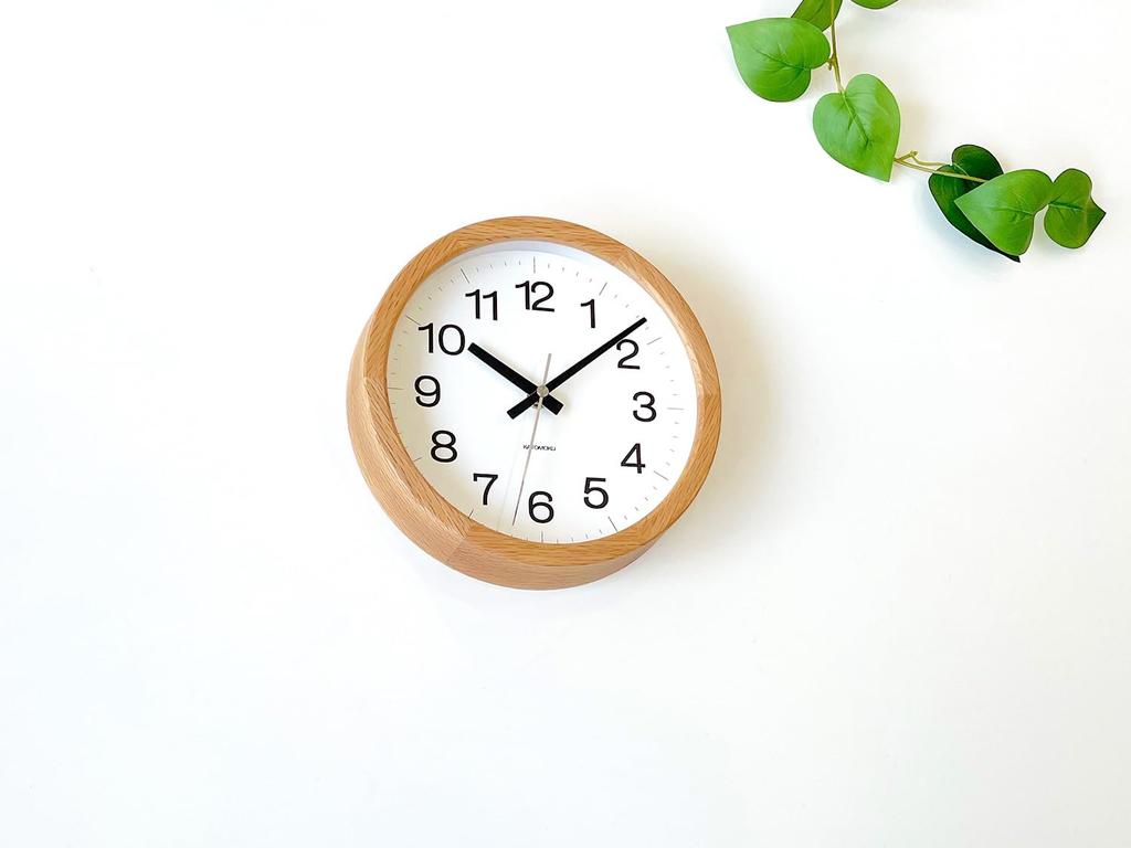 KATOMOKU Muku Clock 16 Oak Wall Clock with Continuous Second Hand km-108OARC 220mm (Radio-controlled clock)