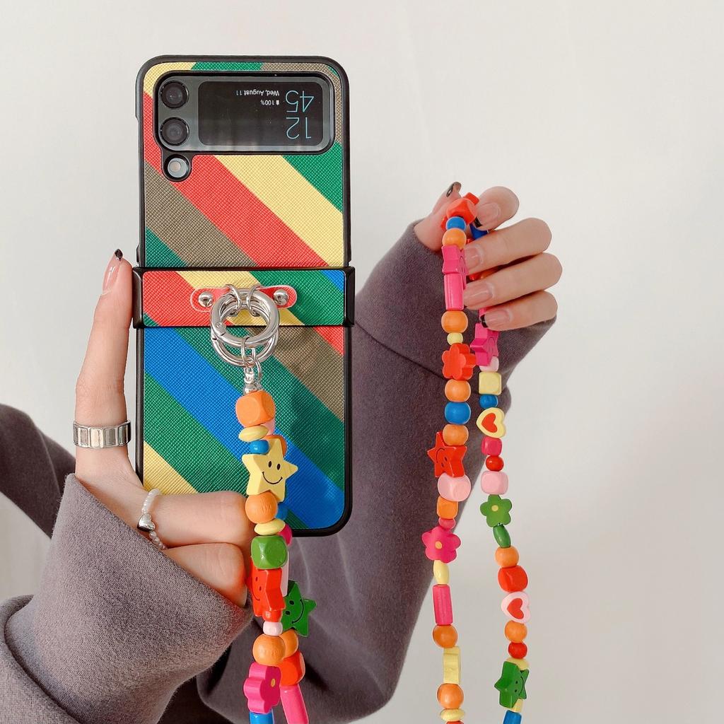 Модная Сумка-кроссбоди Чехол для телефона для Samsung Galaxy Z Flip 4 3 Flip4 Flip3 5G / oppo Find N2 Flip Наплечная сумка Ремешок-ожерелье Кожаная обложка