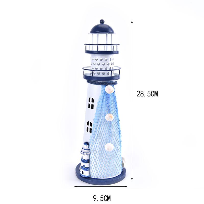 Ocean Flash Lighthouse Fishing Net Starfish Shell Metal Beacon Tower Ornaments