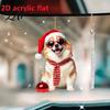 Fashionable Cute Dog Keychain Gift Crown Acrylic Keychain 2D Flat Backpack Lightweight Hanging Ornament Charm Animal Key Ring with Lanyard