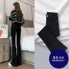 Jeans women's autumn and winter lazy wind women's velvet high-waisted micro-horn nine-point wide-leg pants