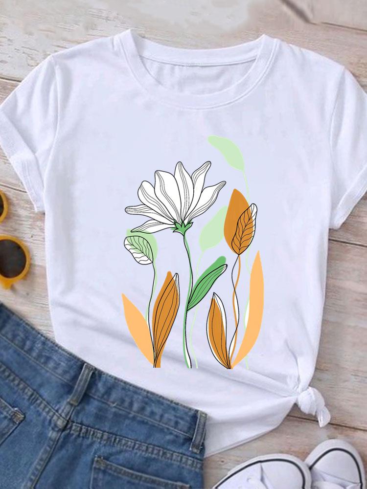 (Asian Size) Casual O-neck Tee Cartoon Trend 90s Clothing Top Short Sleeve T Shirt Fashion Print Lady Female Women Graphic T-shirts