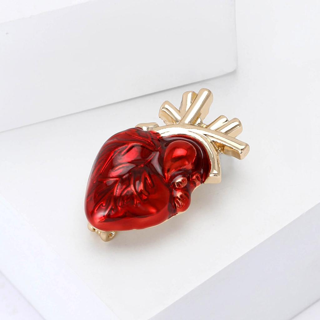 Human Body Organ Brooch Fashionable Alloy Heart Lapel Pin Accessory for Women and Girls Fashion Clothing Jewelry